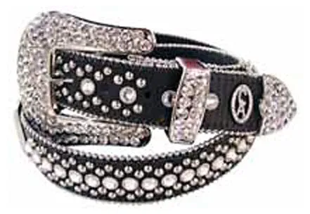 Christine Alexander Swarovski Crystals & Rivets Studded Large Buckle Belt