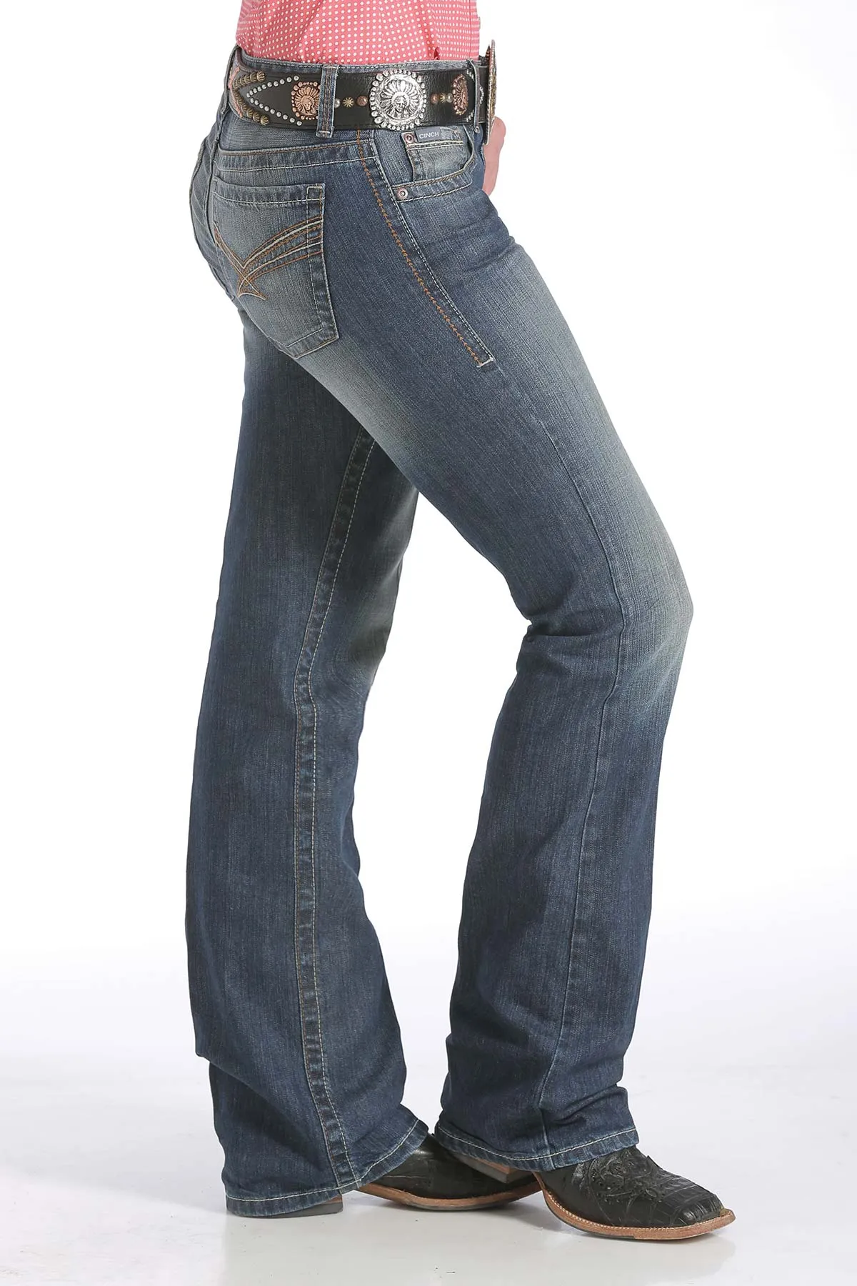 Cinch Women's Ada Relaxed Bootcut Jean in Medium Stonewash