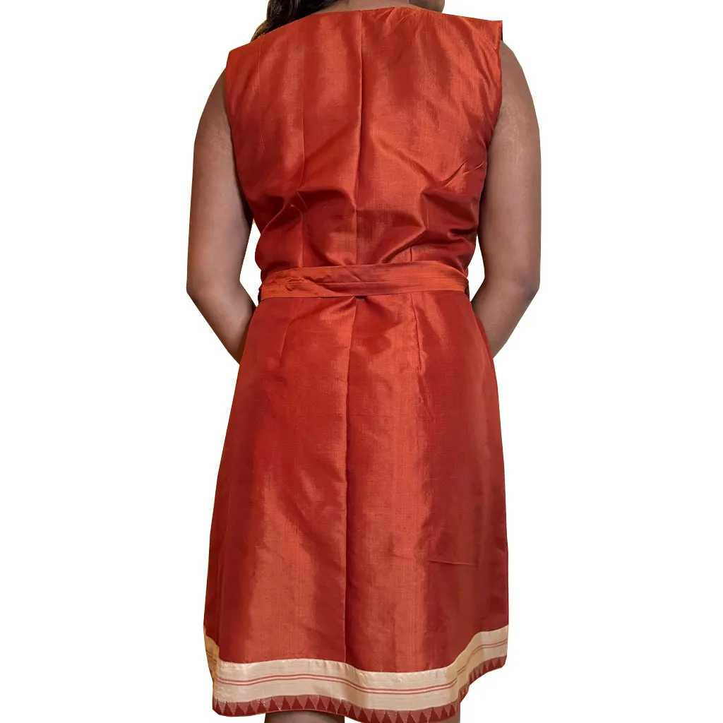 Cochin Clay - Silk Sari Fabric Wrap Dress