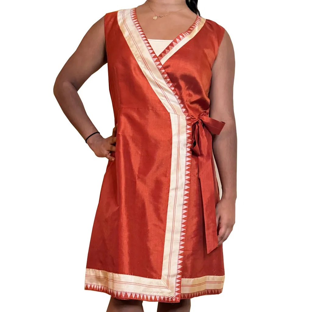 Cochin Clay - Silk Sari Fabric Wrap Dress