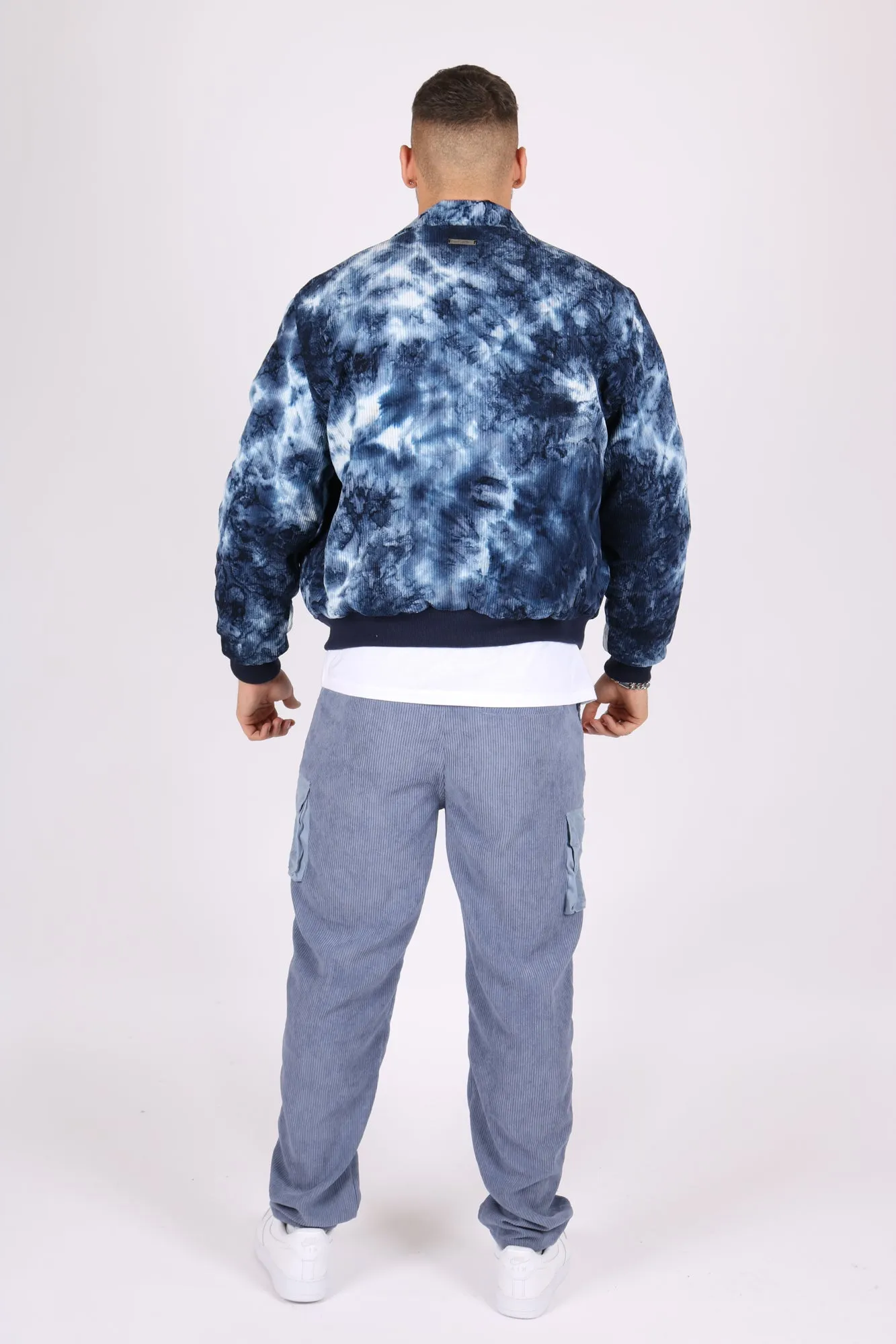 College Club Varsity Tie Dye Blue Bomber Jacket