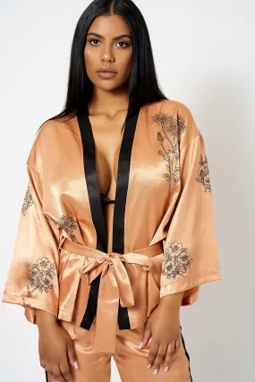 Copper Embroidered Co-ord Kimono Jacket