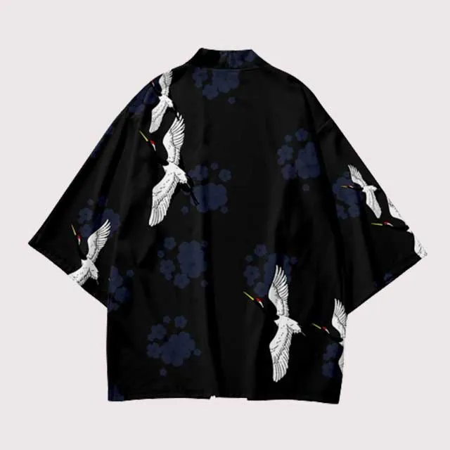 Crane Print Haori