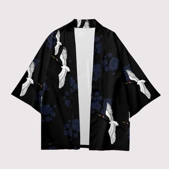 Crane Print Haori