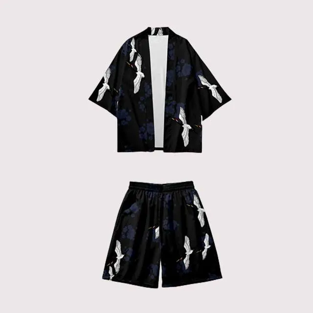 Crane Print Haori