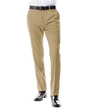 Cream Tan Modern Fit Flat Front Pants by Zegarie