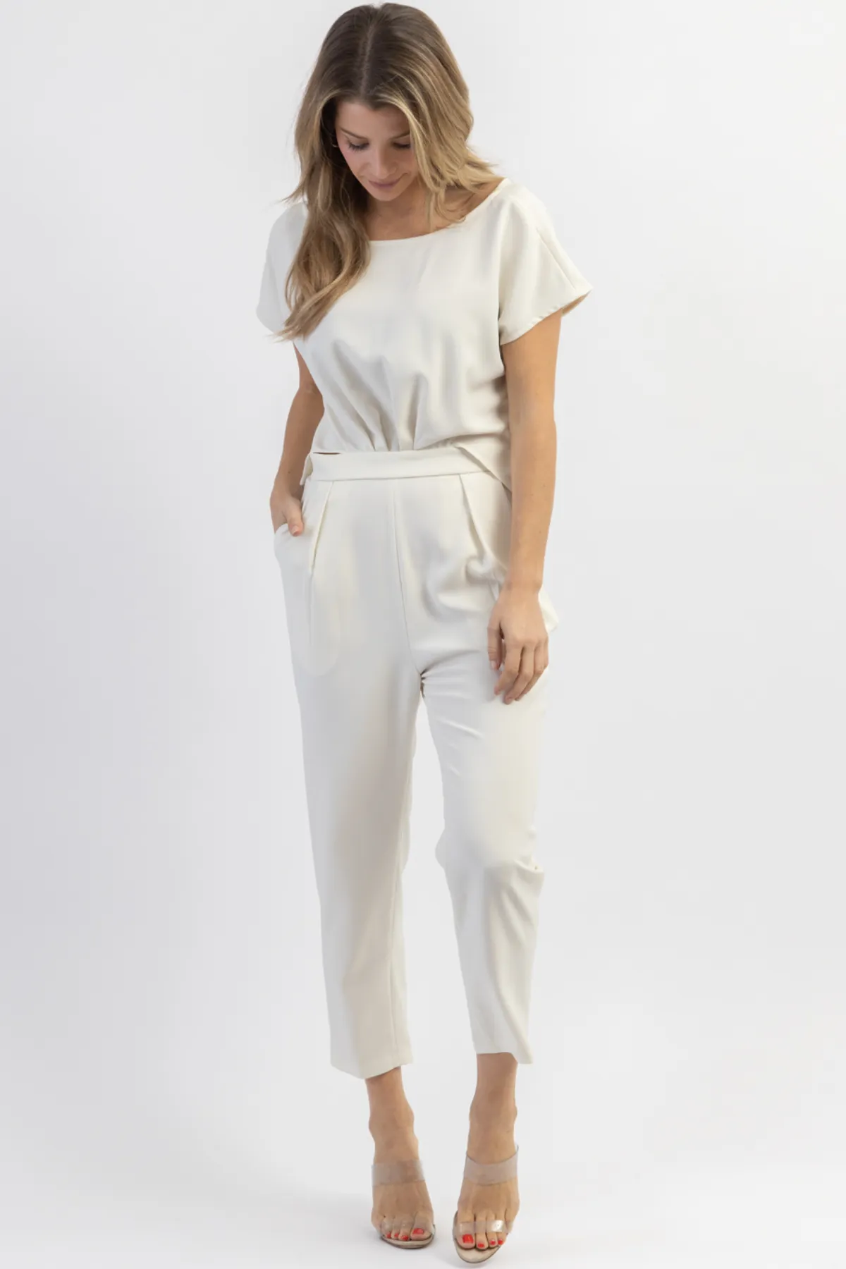 CREAM TOP   BOTTOM JOINT JUMPSUIT *BACK IN STOCK*