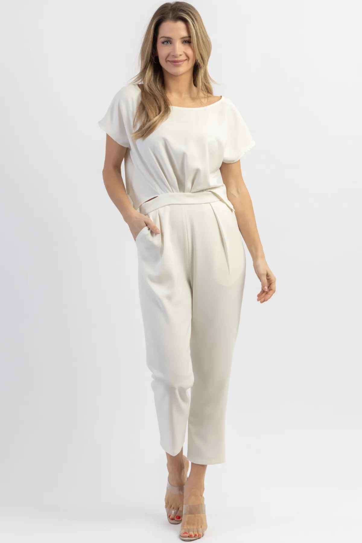 CREAM TOP   BOTTOM JOINT JUMPSUIT *BACK IN STOCK*