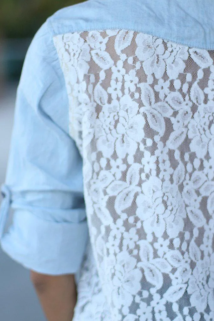 Denim Shirt With Lace Back