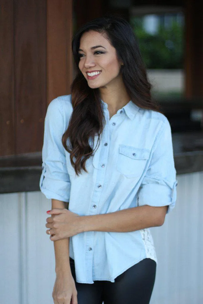 Denim Shirt With Lace Back