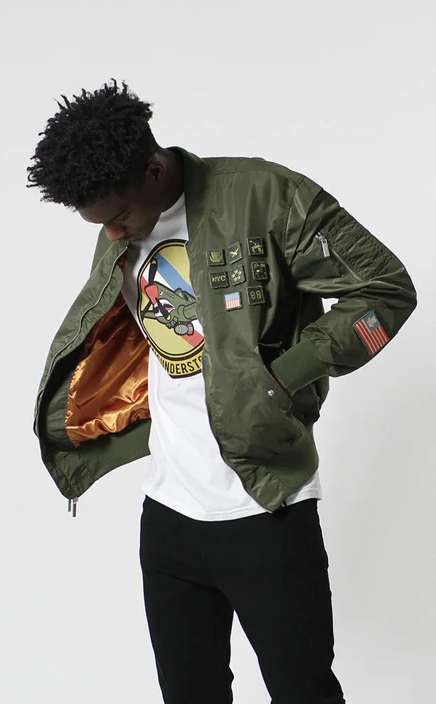 Entree LS Militeddy MA-1 Olive Flight Bomber Jacket