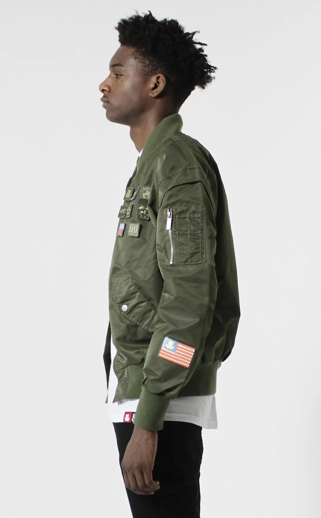 Entree LS Militeddy MA-1 Olive Flight Bomber Jacket