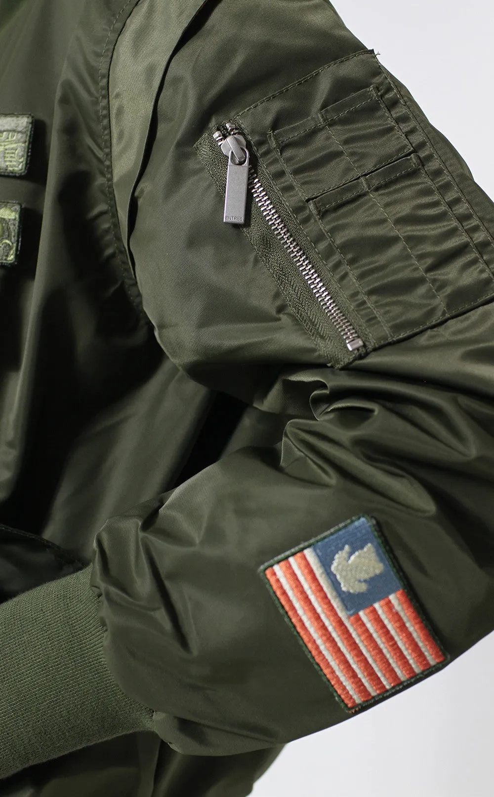 Entree LS Militeddy MA-1 Olive Flight Bomber Jacket