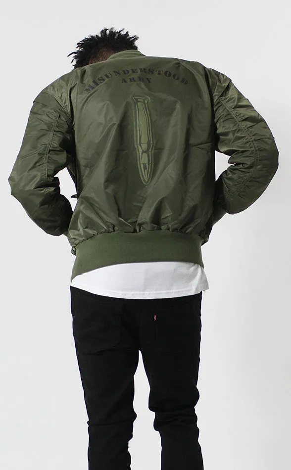 Entree LS Militeddy MA-1 Olive Flight Bomber Jacket