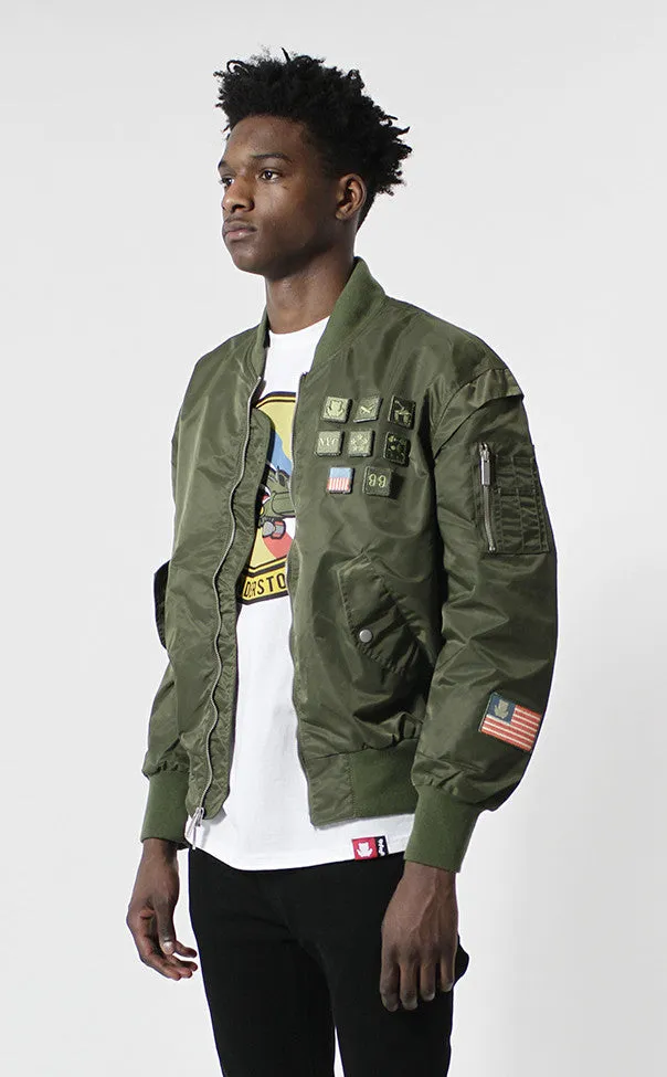 Entree LS Militeddy MA-1 Olive Flight Bomber Jacket