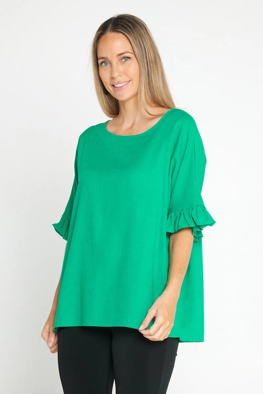 Farrah Linen Top - Jade