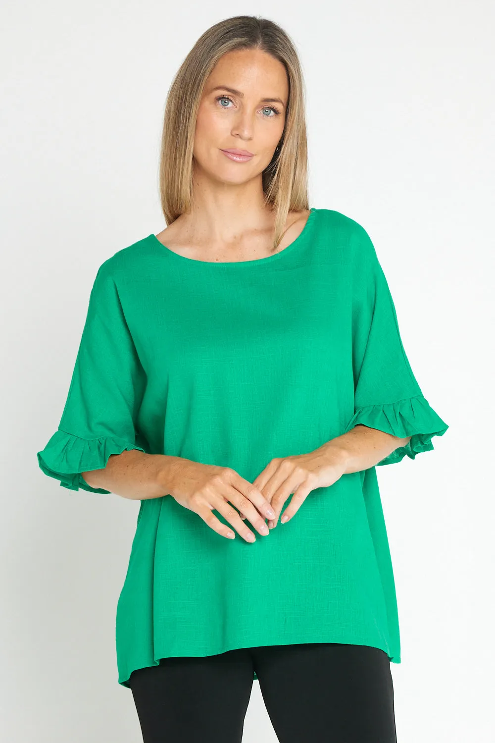 Farrah Linen Top - Jade