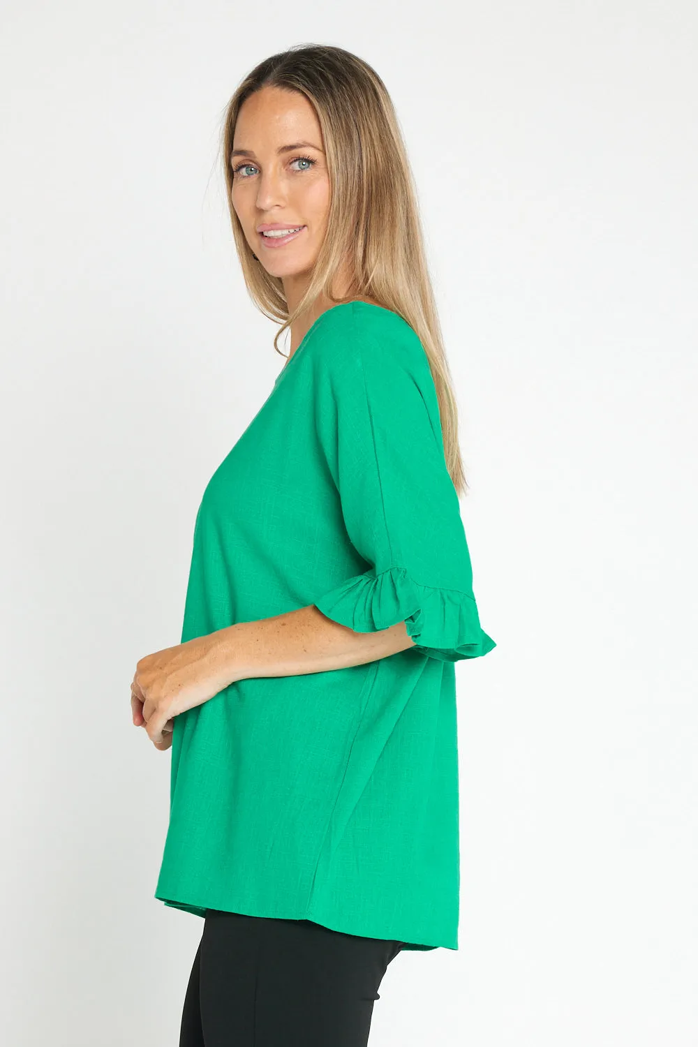 Farrah Linen Top - Jade