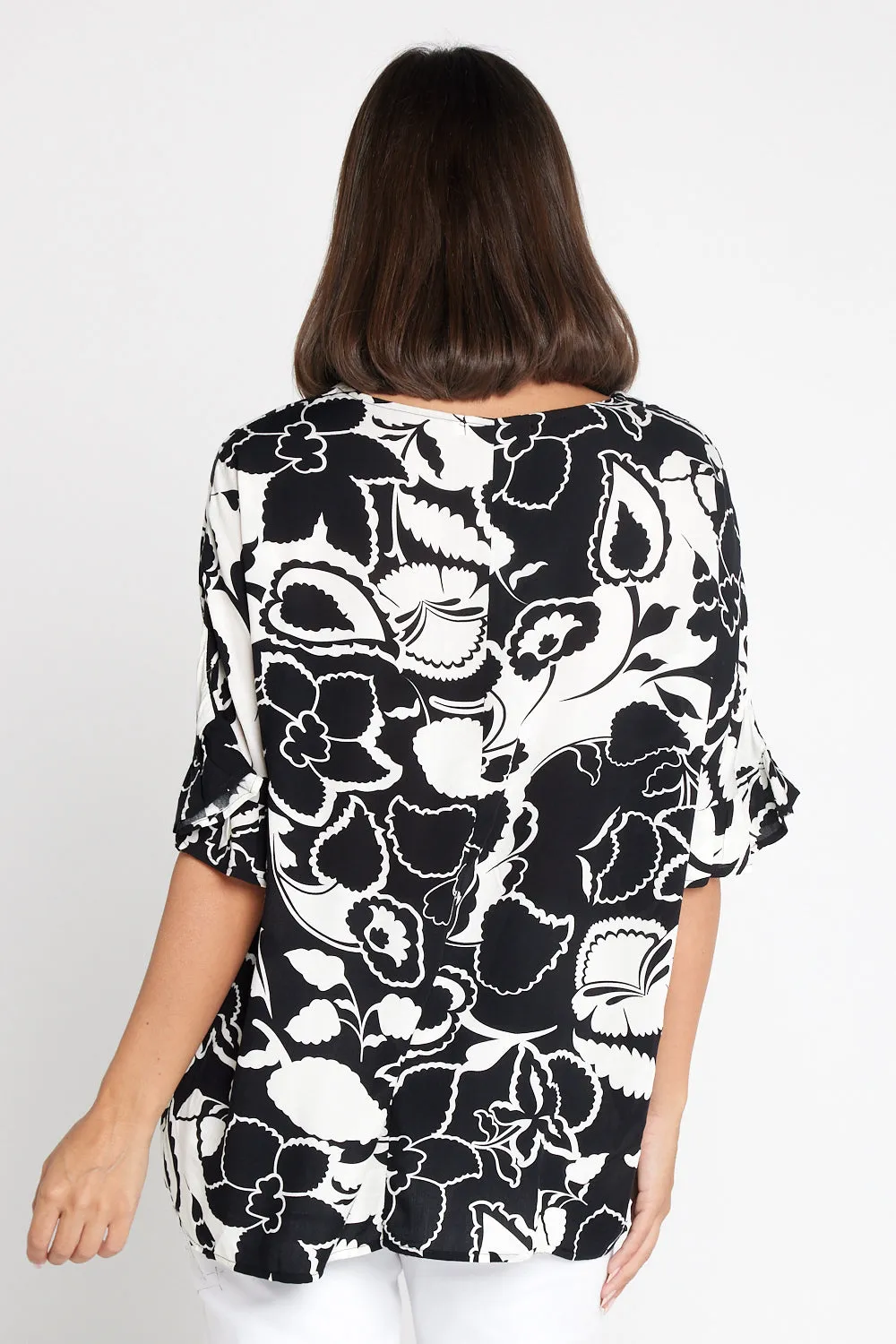 Farren Top - Black/Ivory Botanical