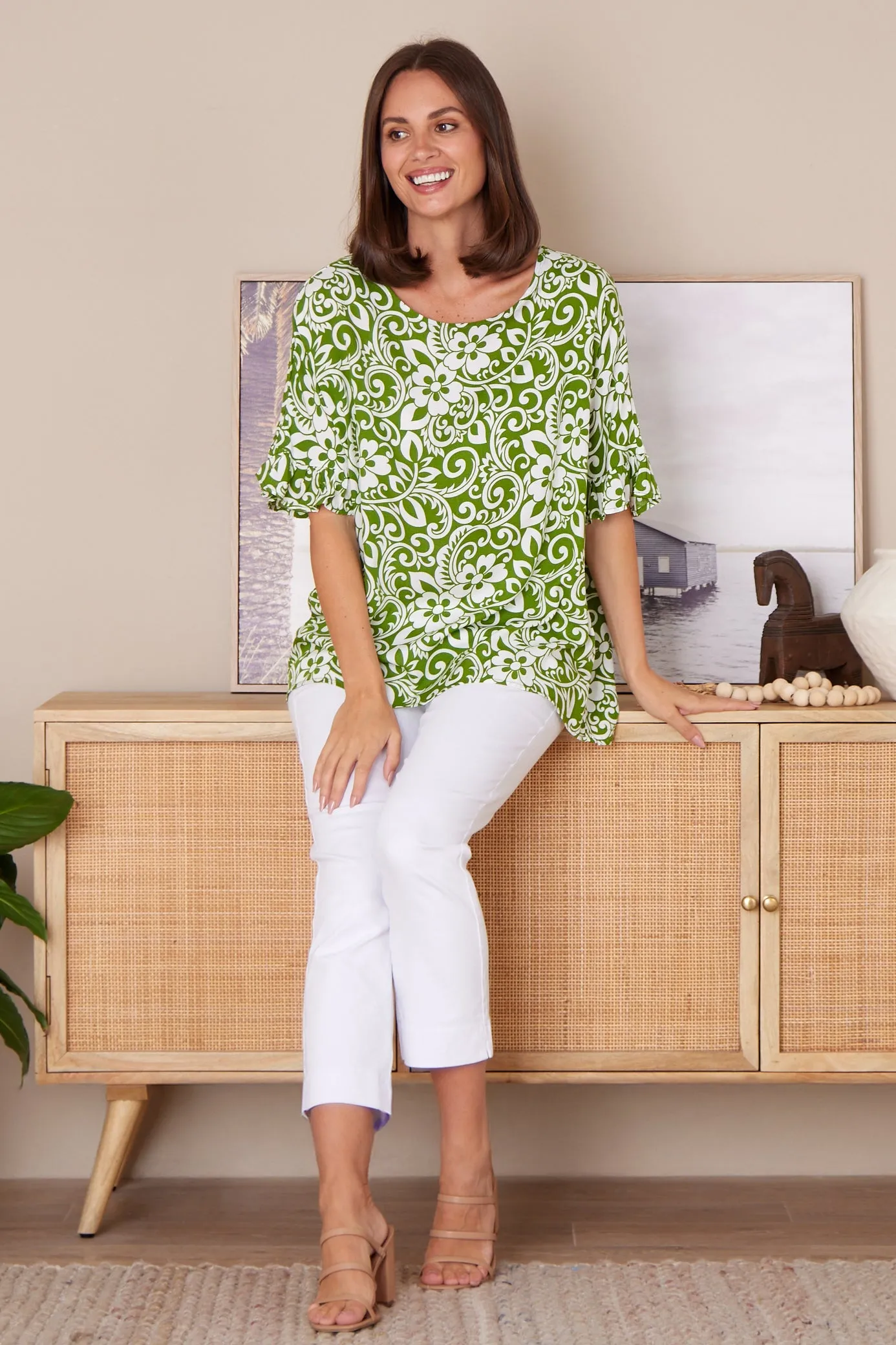 Farren Top - Green Print