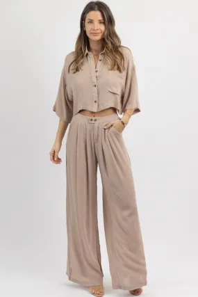 FLOAT ON BEIGE COLLAR PANT SET