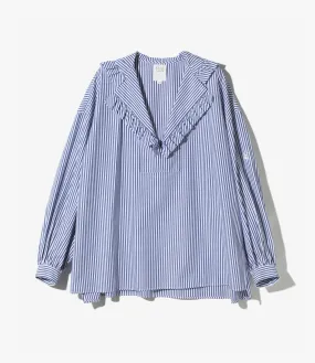 Frill Hoodie – Blue/White Stripe