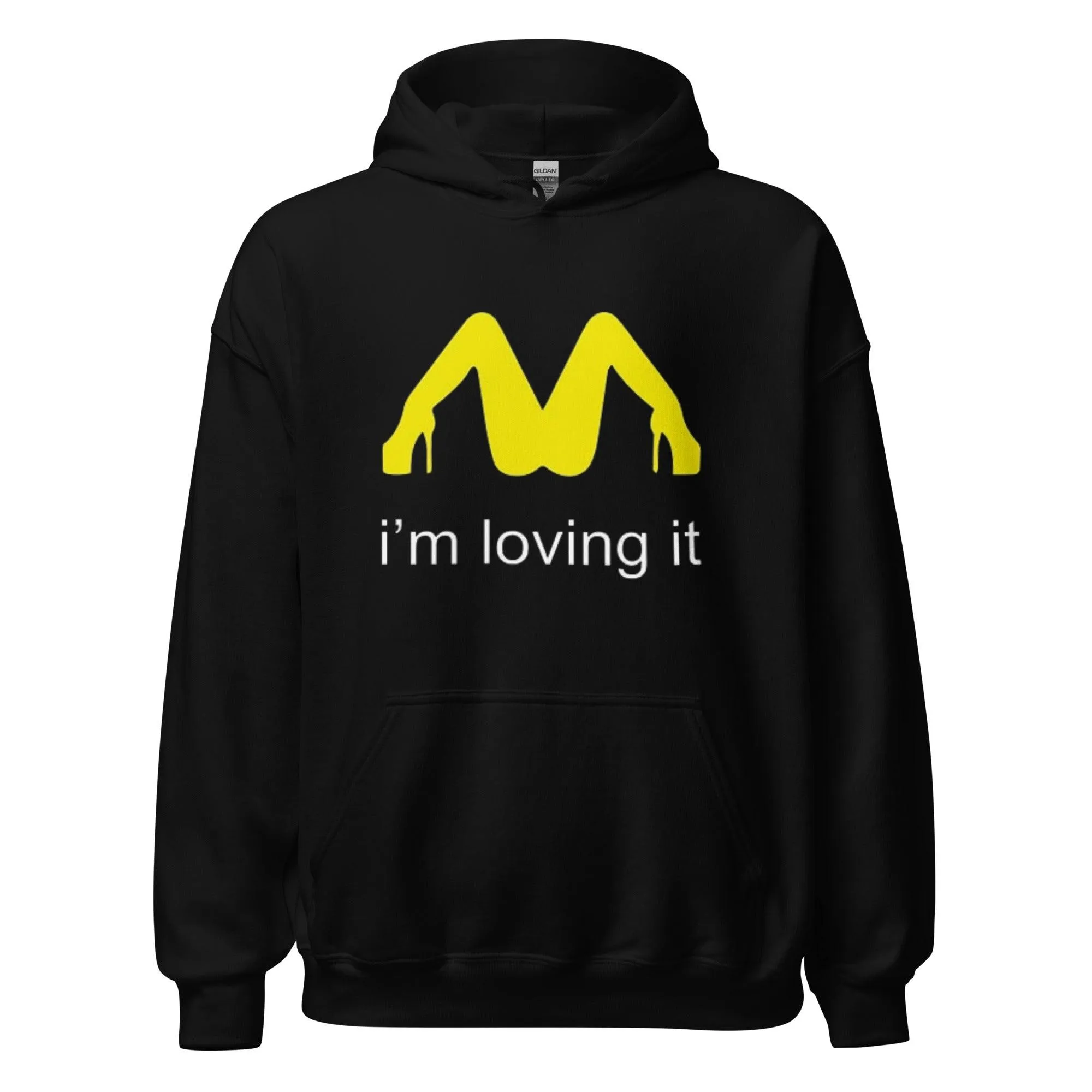 Funny Logo Hoodie I'm Lovin It Blended Cotton Midweight Unisex Pullover