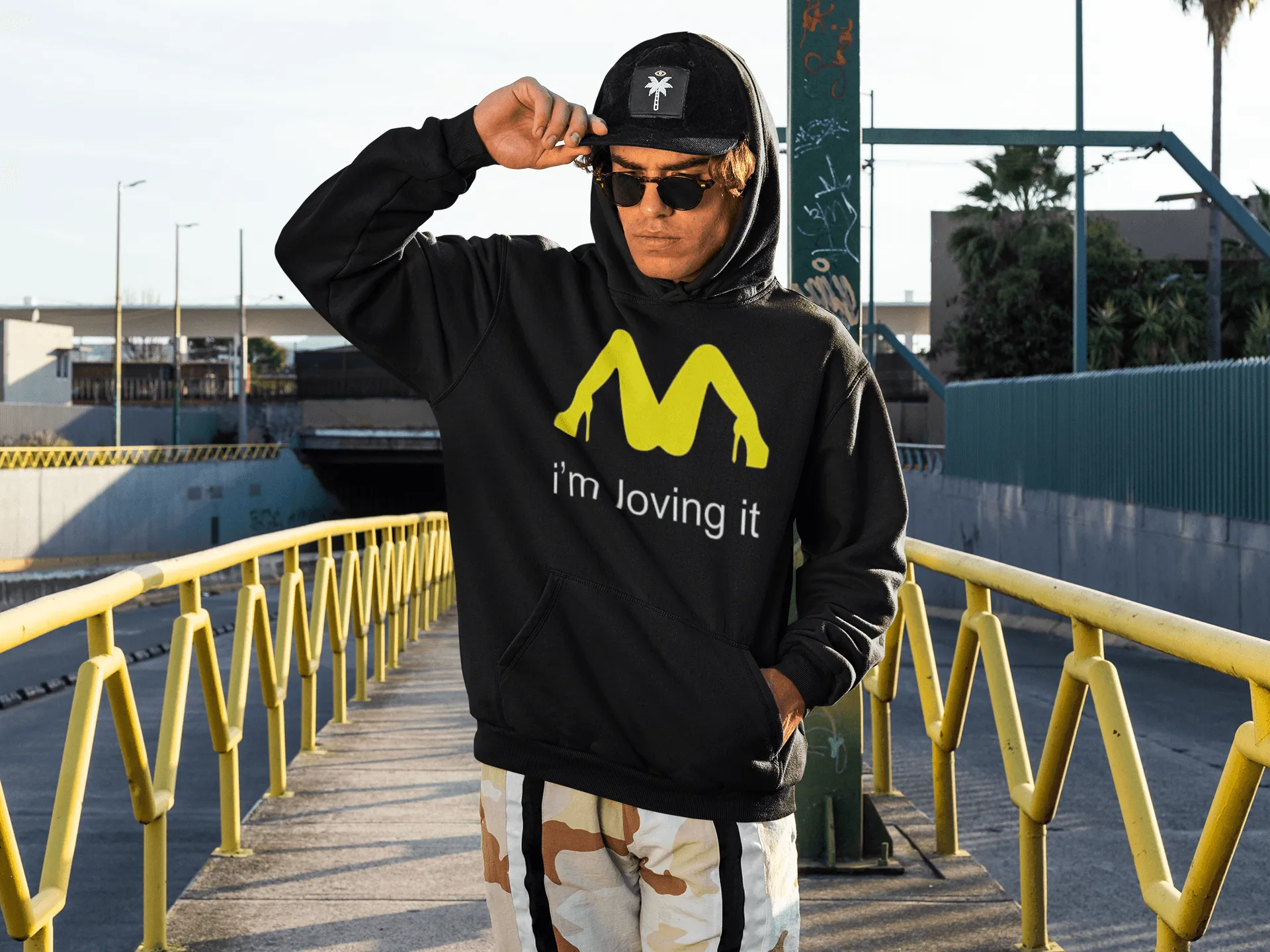 Funny Logo Hoodie I'm Lovin It Blended Cotton Midweight Unisex Pullover