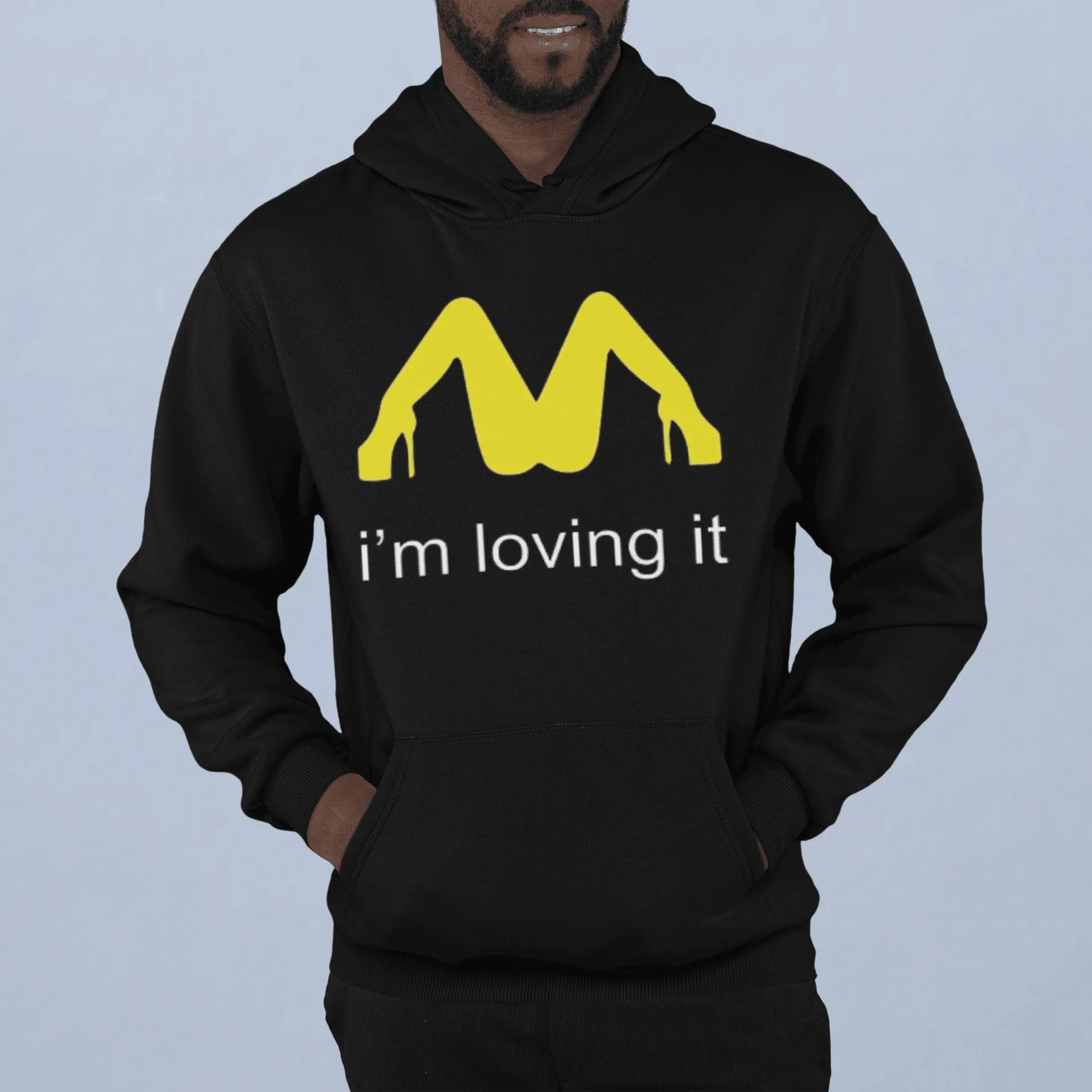 Funny Logo Hoodie I'm Lovin It Blended Cotton Midweight Unisex Pullover