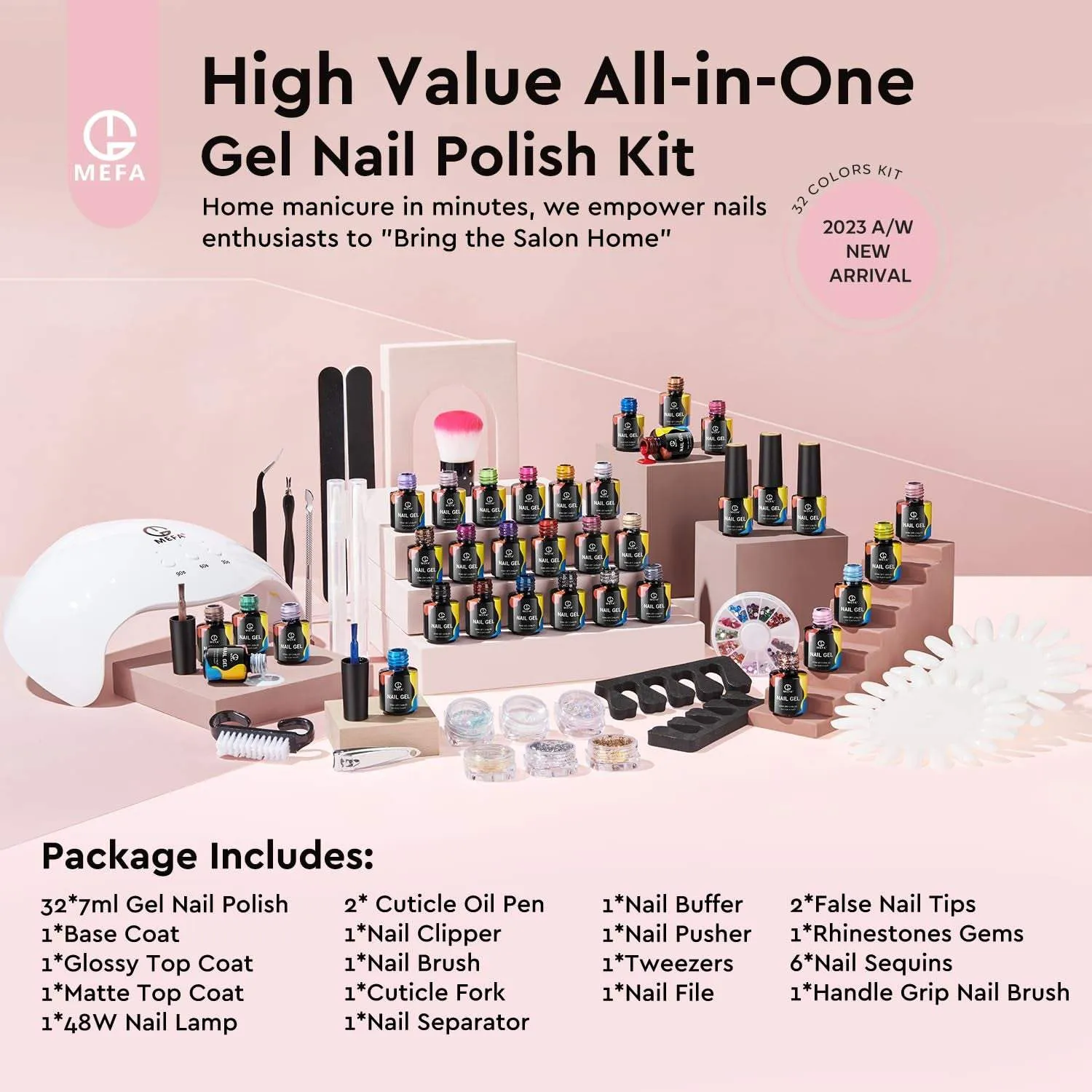 Gel Nail Polish Kit with U V Light-56 Pcs