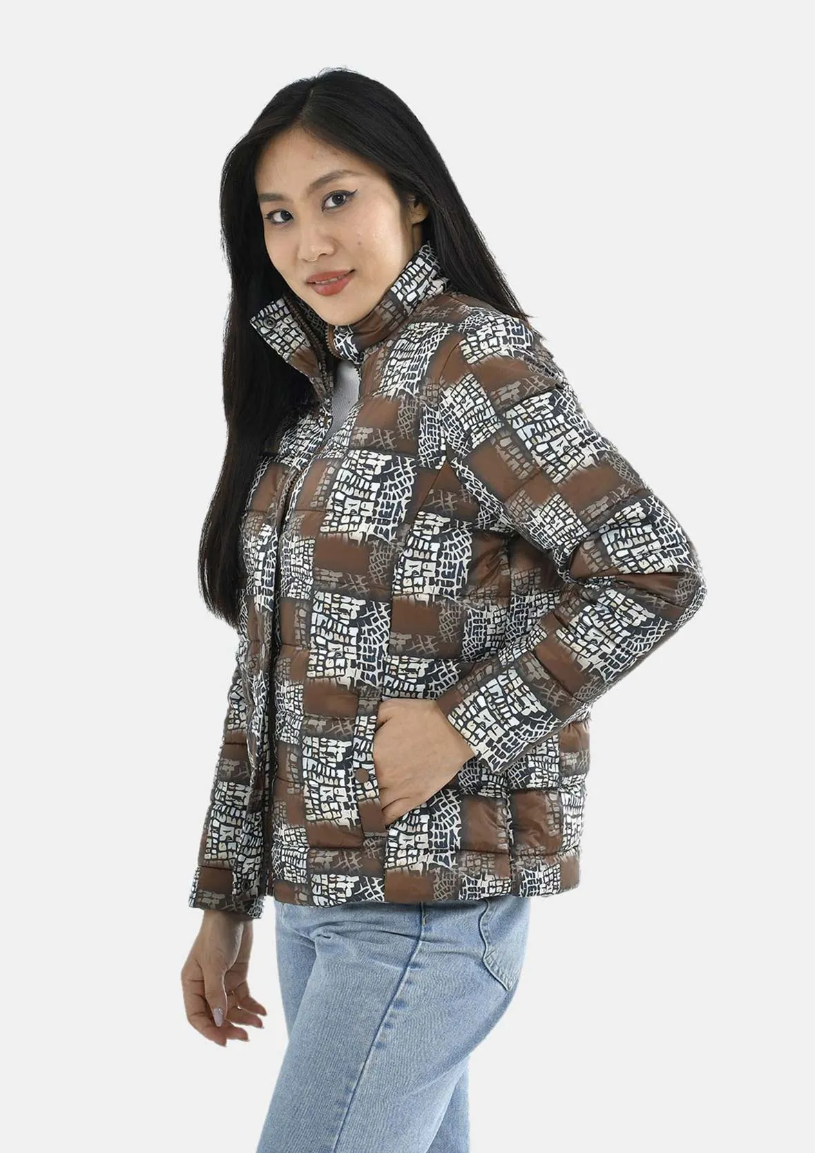 Geo Squares Quilted Padded Jacket