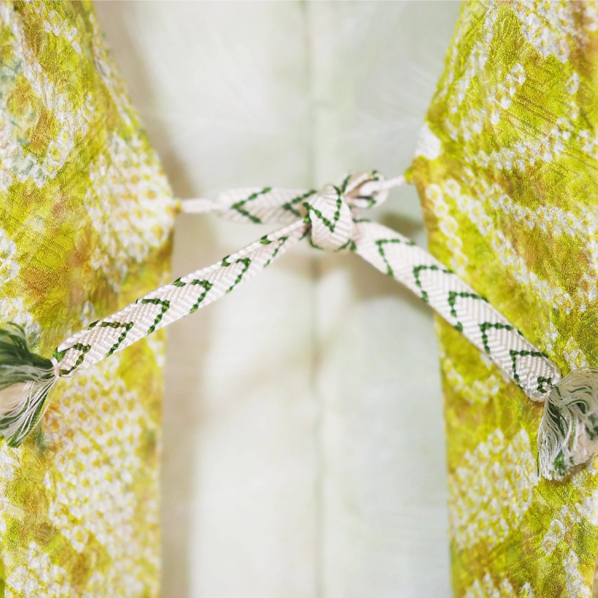 Green and yellow shibori haori