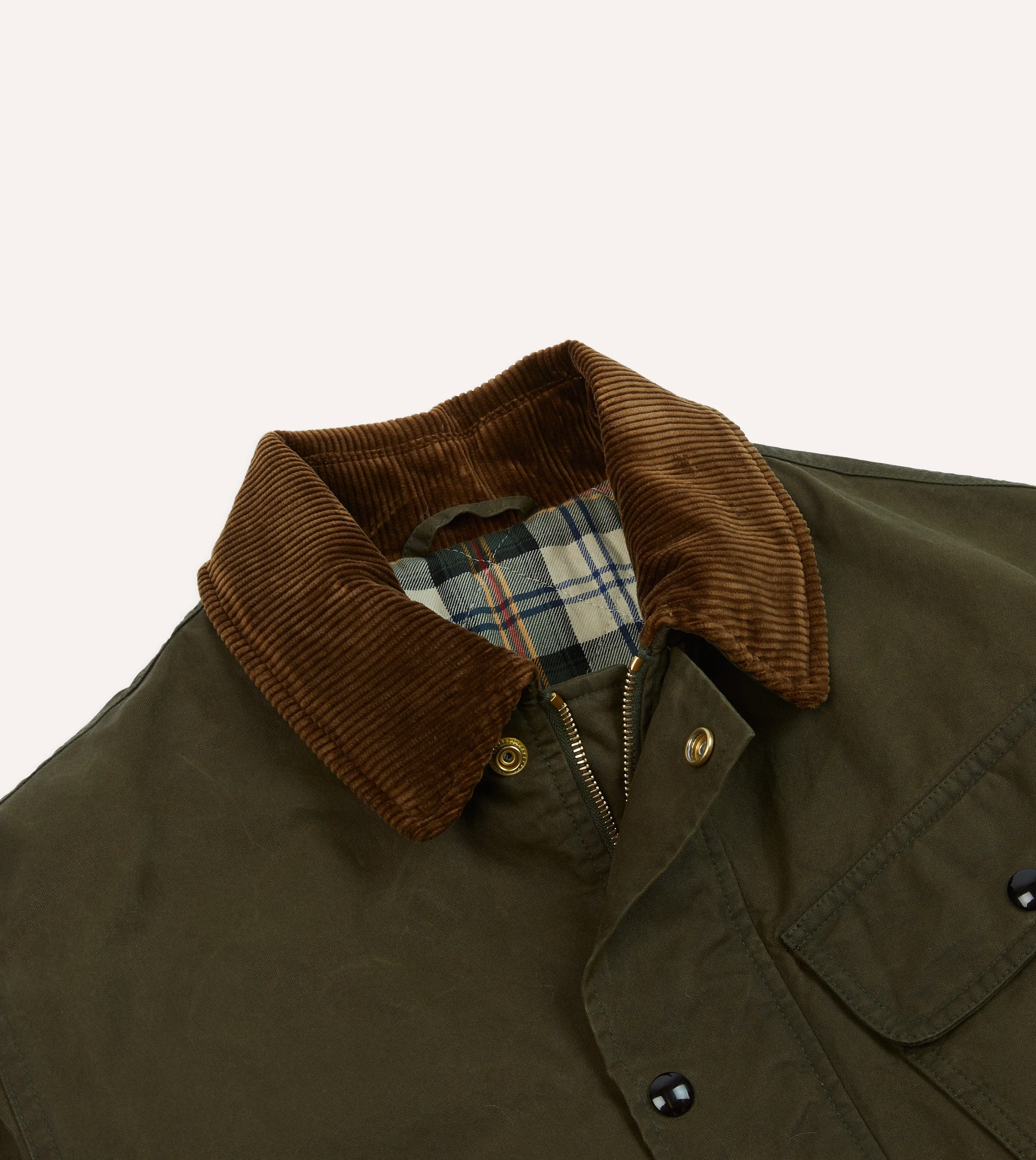 Green Waxed Cotton Wader Jacket with Blanket Lining