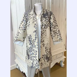 Grey/Silver Leopard Long Jacket