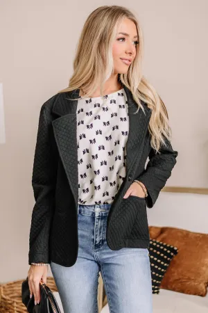 Heart On Fire Quilted Blazer | Black