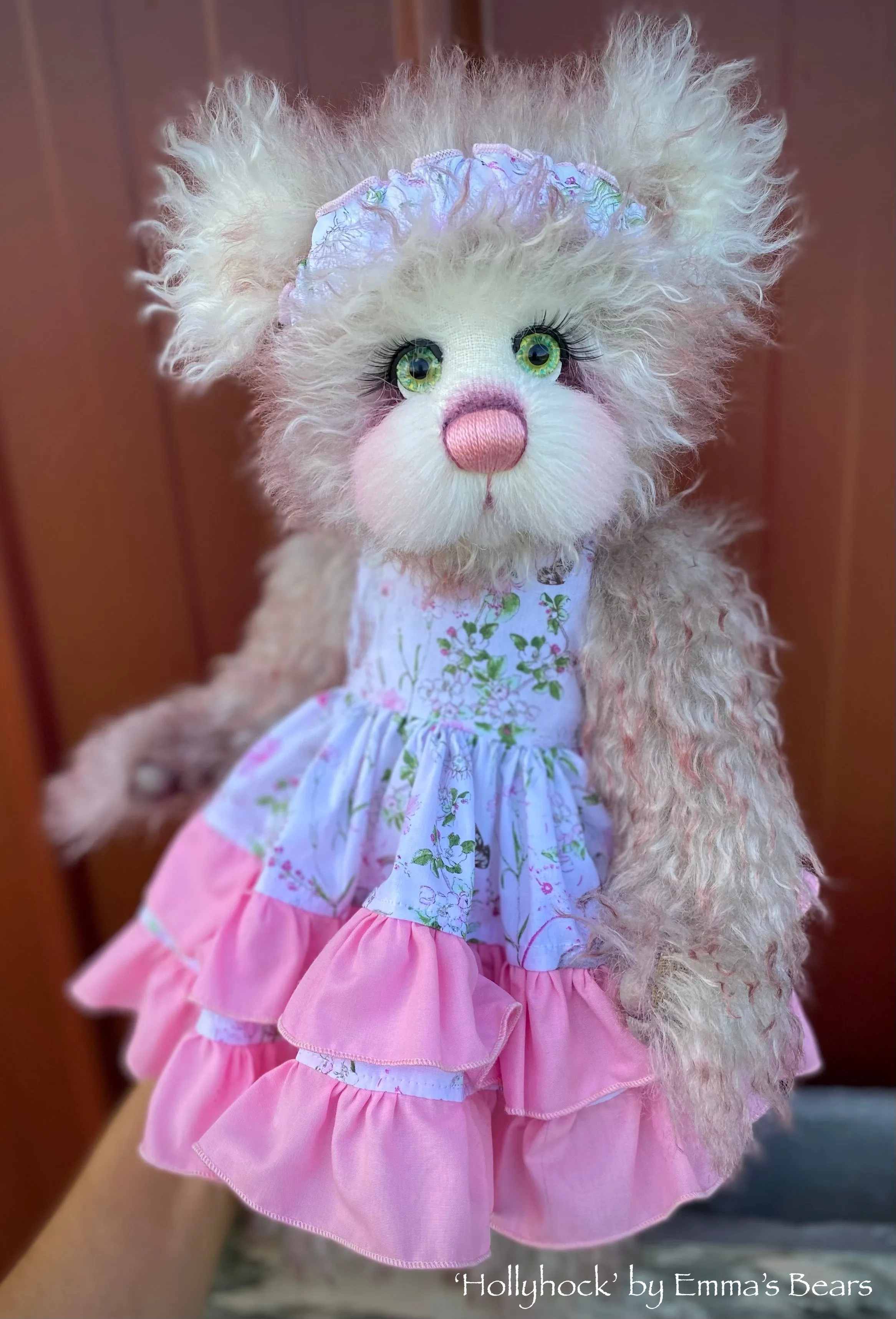 Hollyhock - 16" Tipped Curlylocks and Alpaca artist bear by Emma's Bears - OOAK