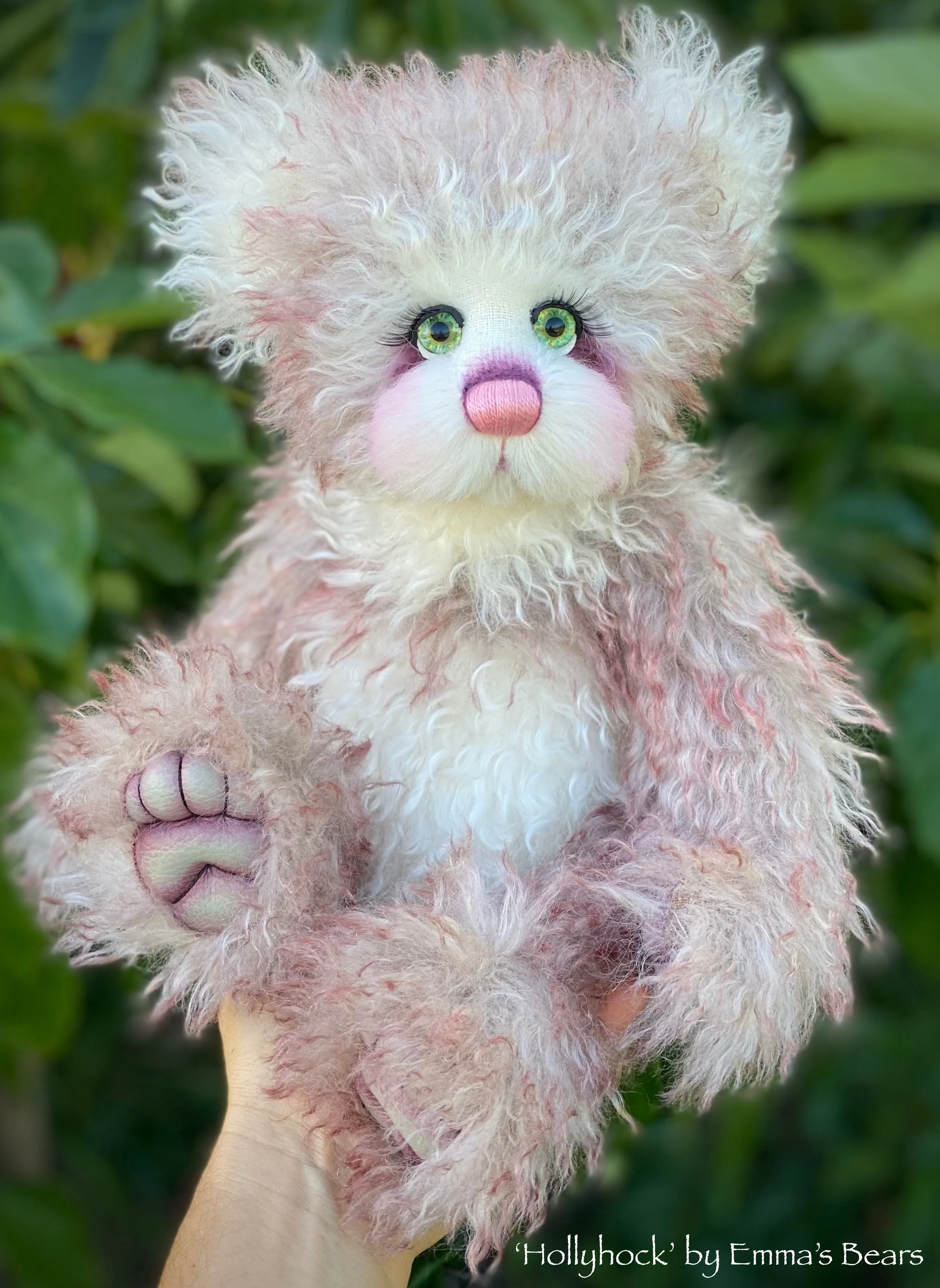 Hollyhock - 16" Tipped Curlylocks and Alpaca artist bear by Emma's Bears - OOAK