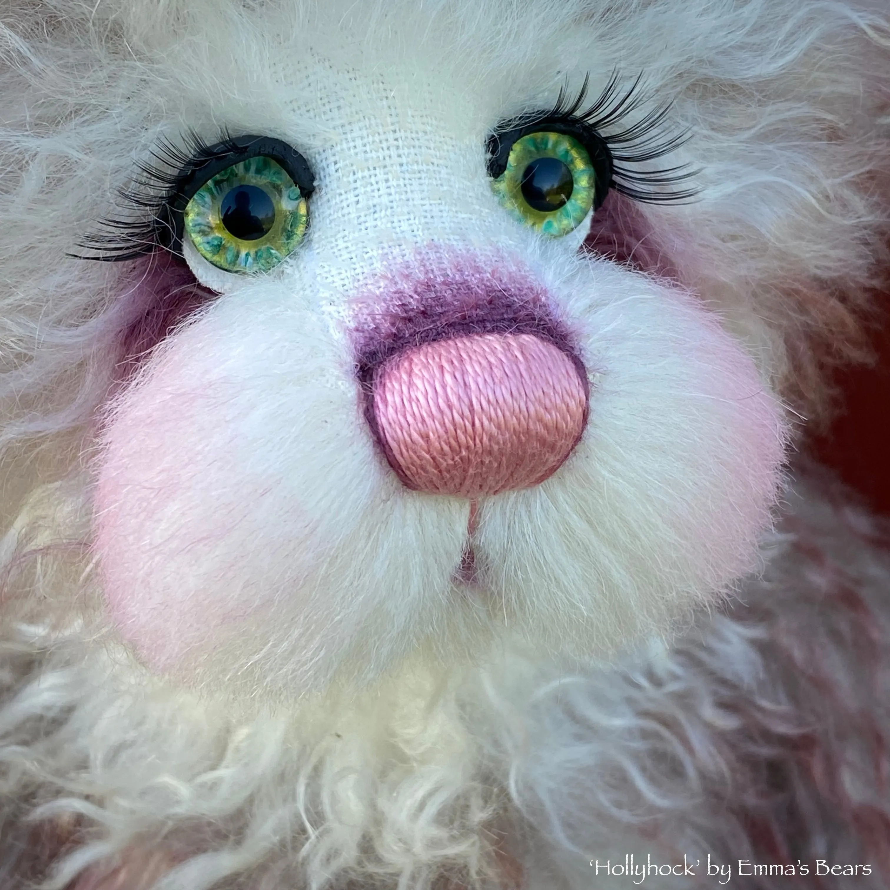 Hollyhock - 16" Tipped Curlylocks and Alpaca artist bear by Emma's Bears - OOAK