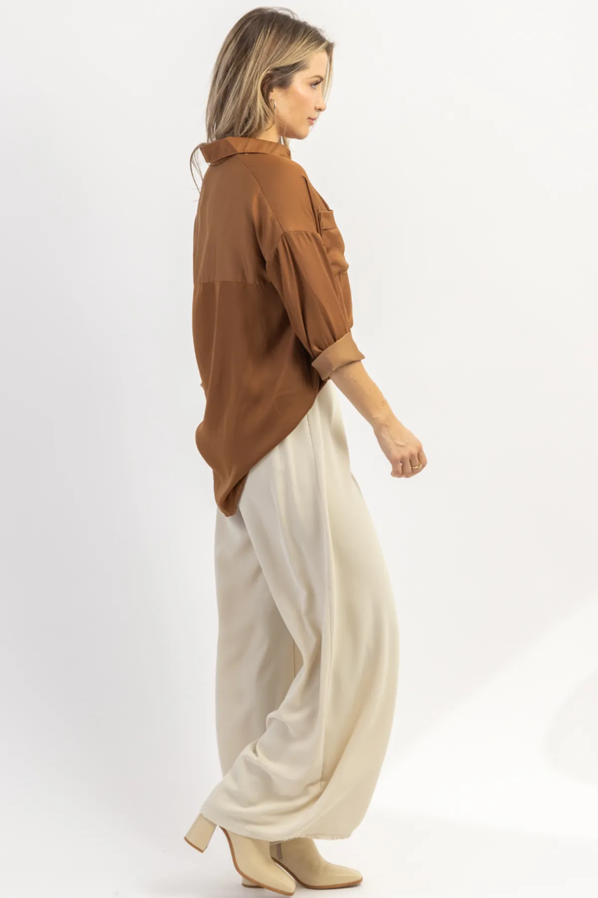 IN FLIGHT BEIGE PALAZZO PANT