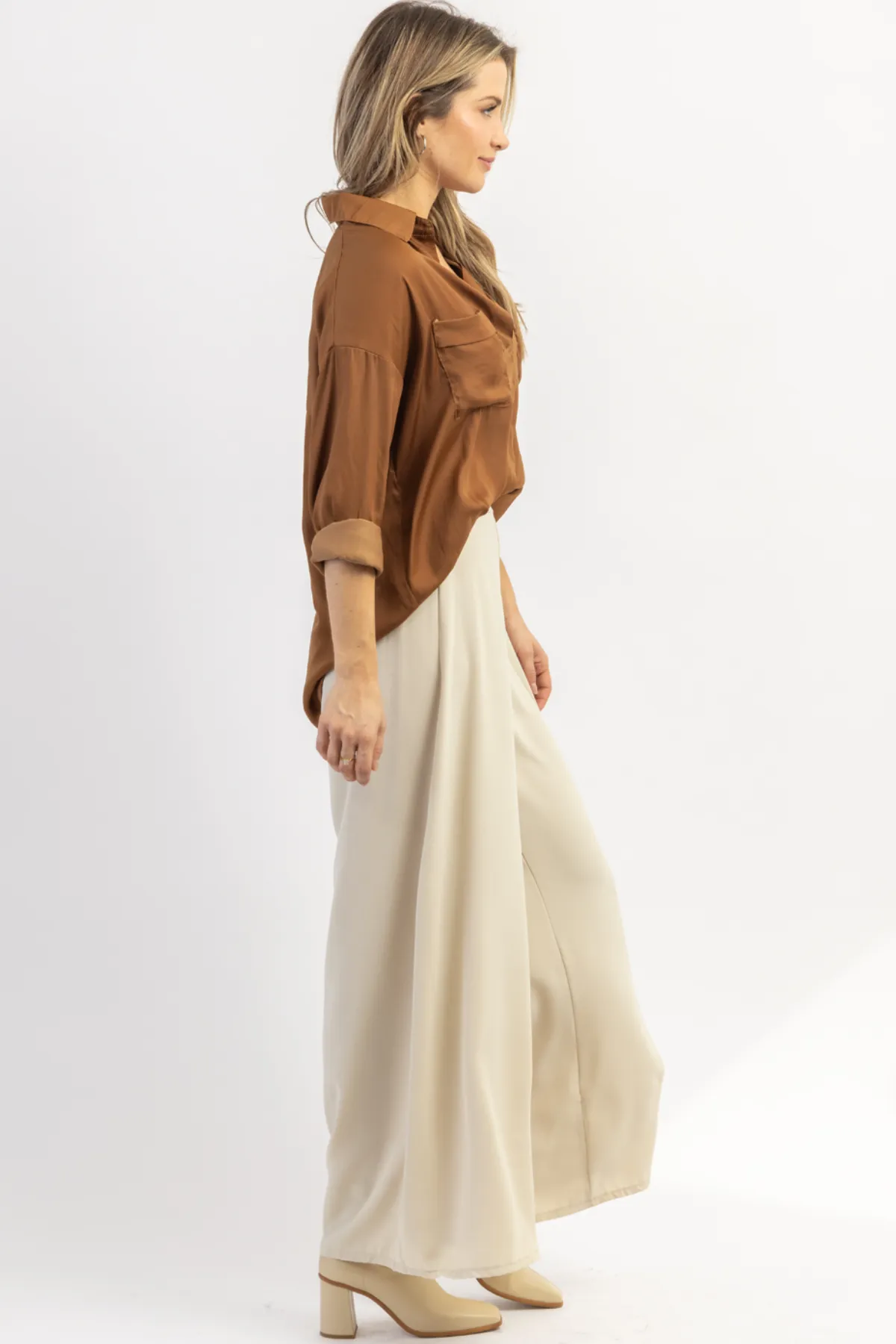 IN FLIGHT BEIGE PALAZZO PANT