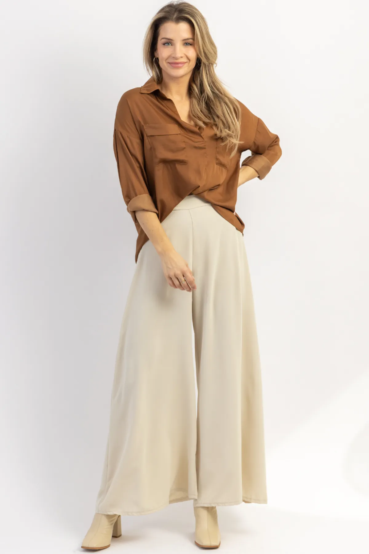 IN FLIGHT BEIGE PALAZZO PANT