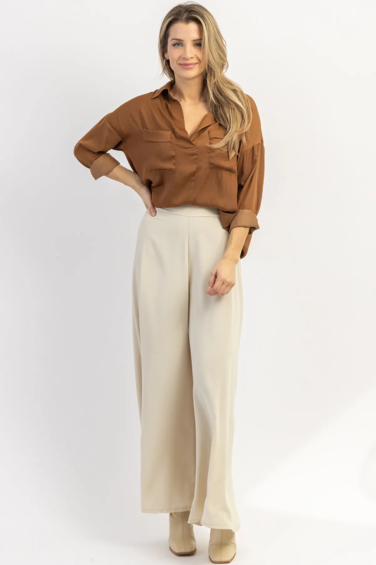 IN FLIGHT BEIGE PALAZZO PANT