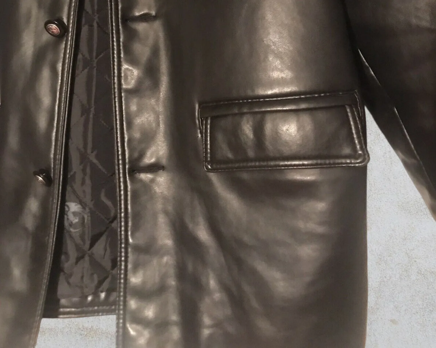 Italian Textile Group Mens Made in Italy Black Genuine Leather Jacket XL