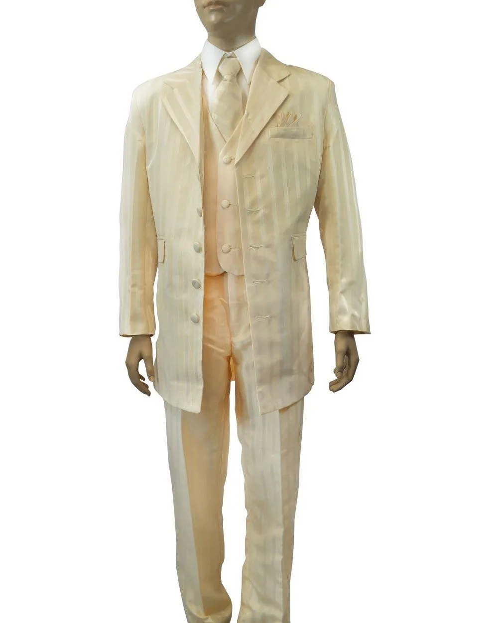 Ivory 5-Button Boys Suit with Vest