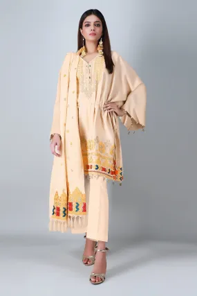 Khaadi X Esra Embroidered 3 Piece · Full Suit – FK20403 Beige