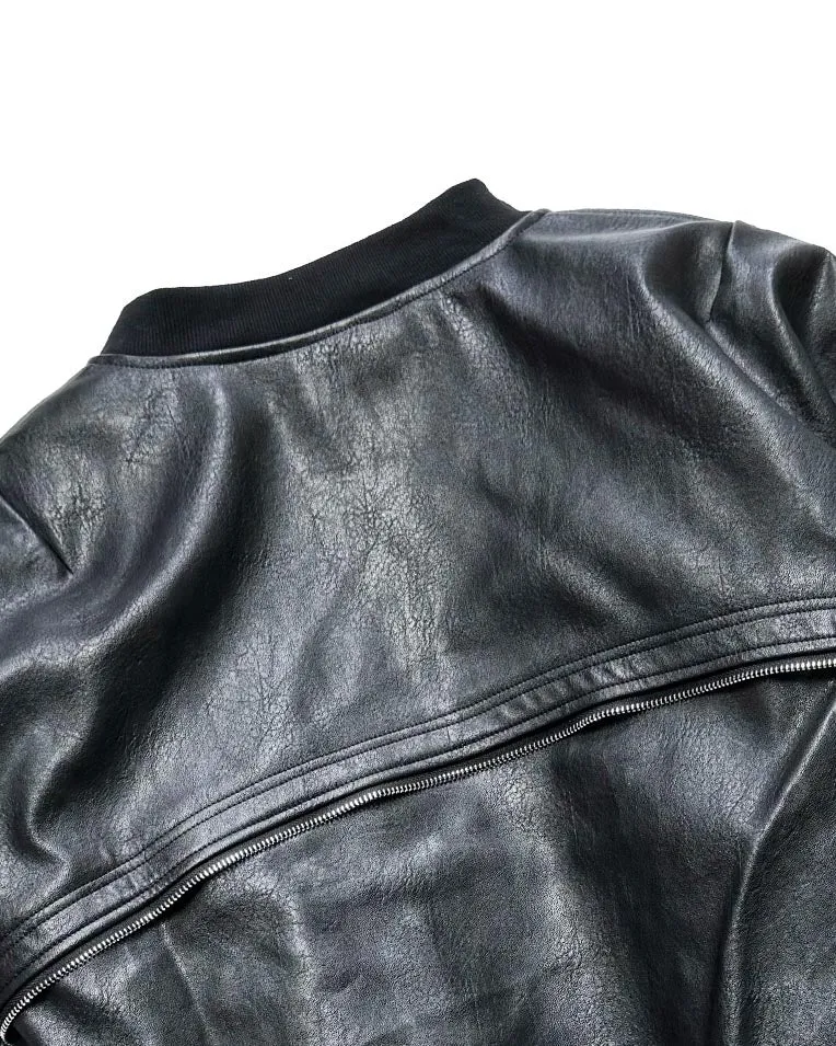 KIIKIO Sleek Leather Flight Cotton Jacket