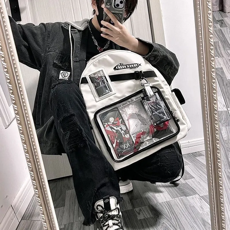 Kuletong Cartoon Backpack Large Capacity Daily Neutral College Backpack Student Class Computer Travel Transparent Cartoon Backpack Schoolbag