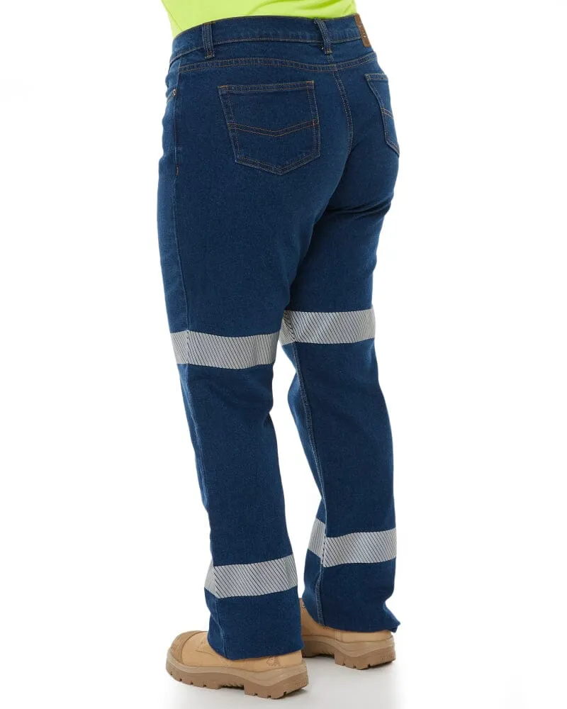 Ladies Reflective Stretch Denim Jeans - Blue