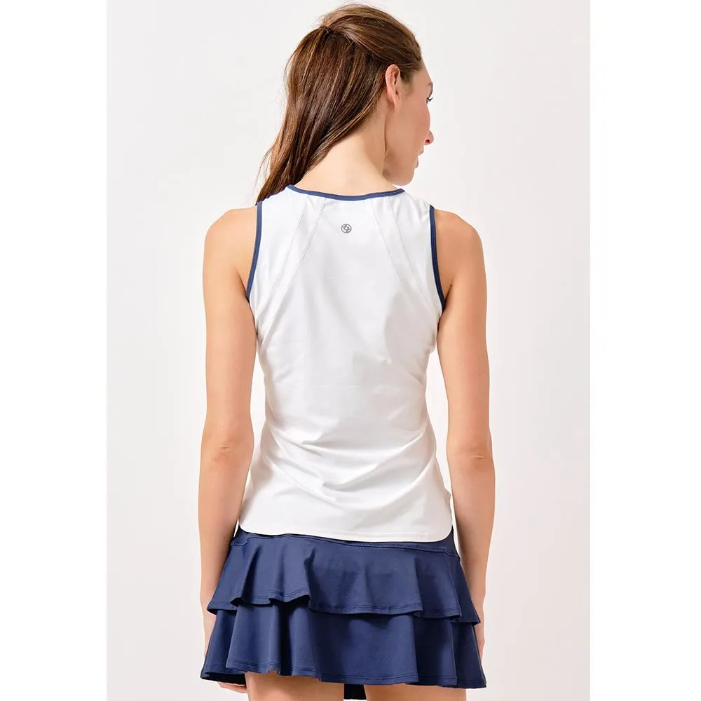 Lija Women's Bea Tank - White/Dark Navy