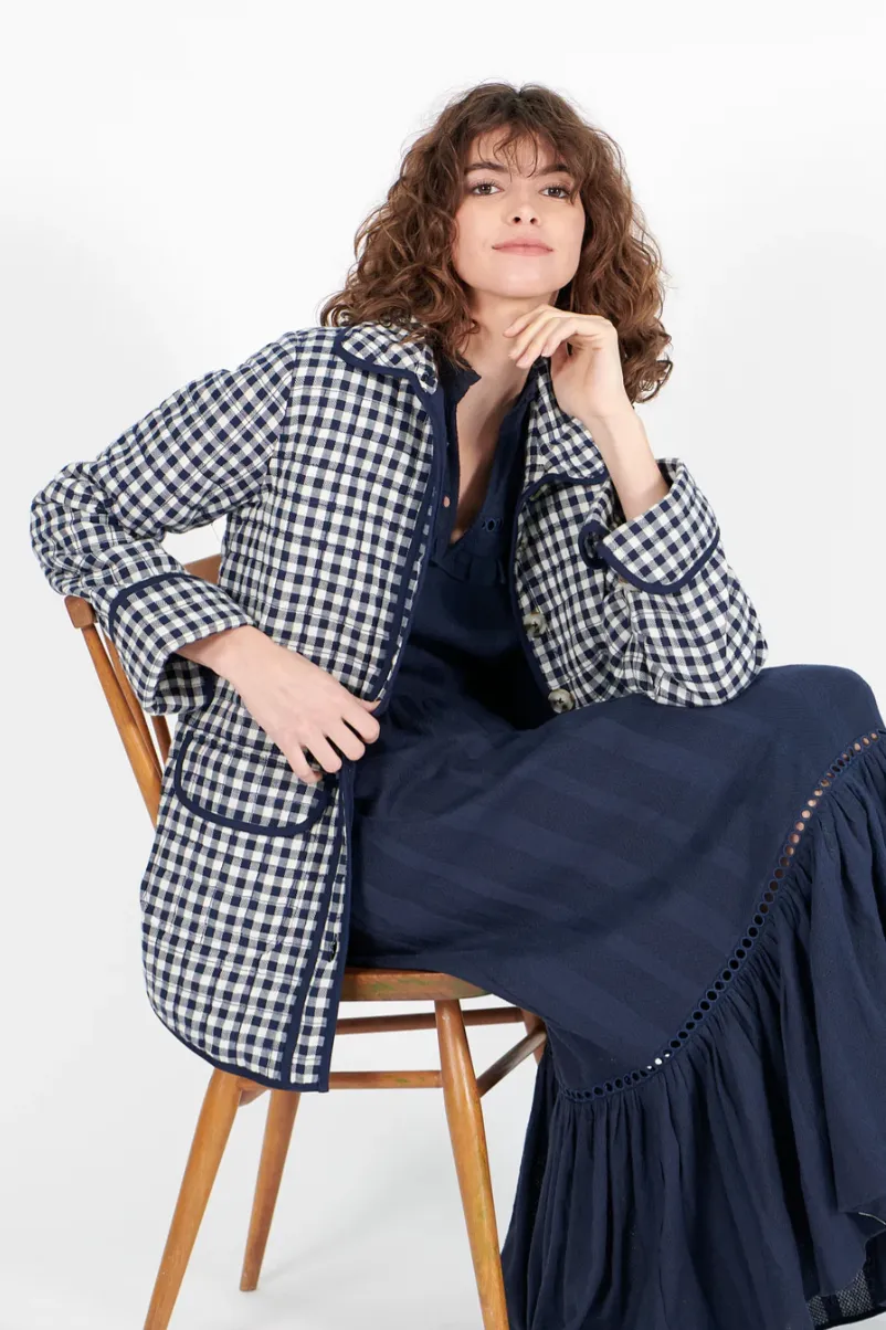 Maddie Jacket Indigo Gingham